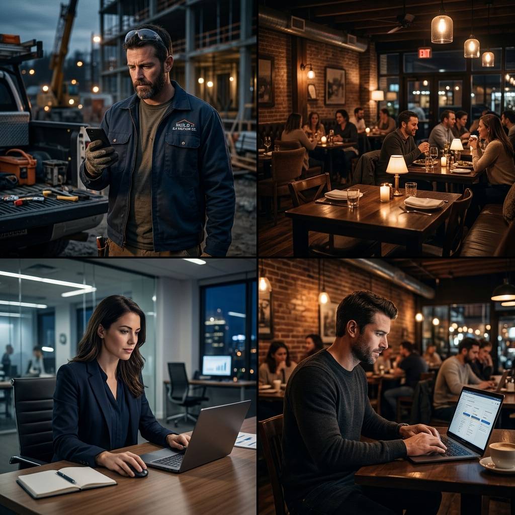 Four types of small business owners — contractor, restaurant, professional, entrepreneur